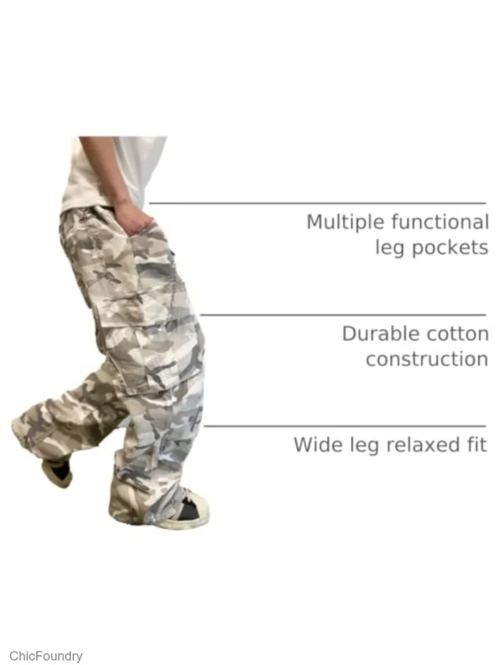 Baggy Denim Cargo Pants with Pockets Mid Weight Wide Leg Men's Jeans Streetwear